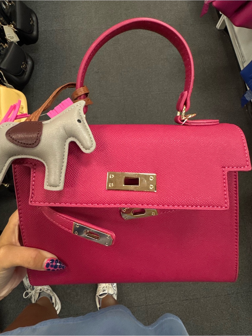 Hot Pink Leather Top-Handle Women’s Bag